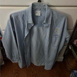 Light Blue Denim Shirt with Embroidered Logo